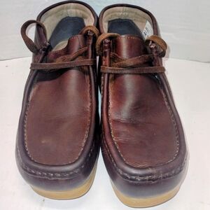 Clarks Port View Boat Shoes Men's Size 8.5 Oxford Brown Leather